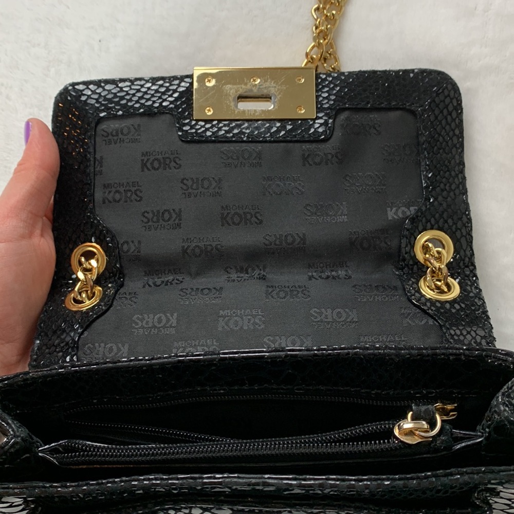 Michael Michael Kors Black Python Embossed Leathe… - image 5